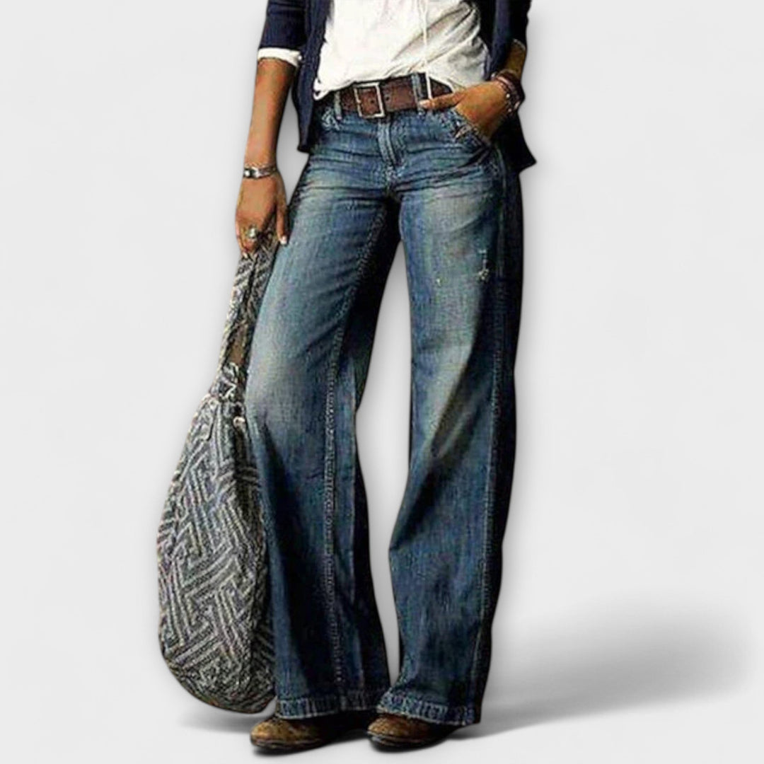 Cess – Pantalon en Denim à Jambes Larges