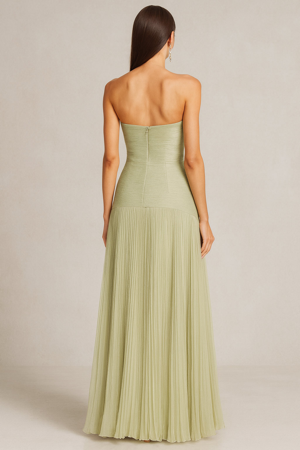 Robe Maxi Plissée sans Manches pour Invité de Mariage