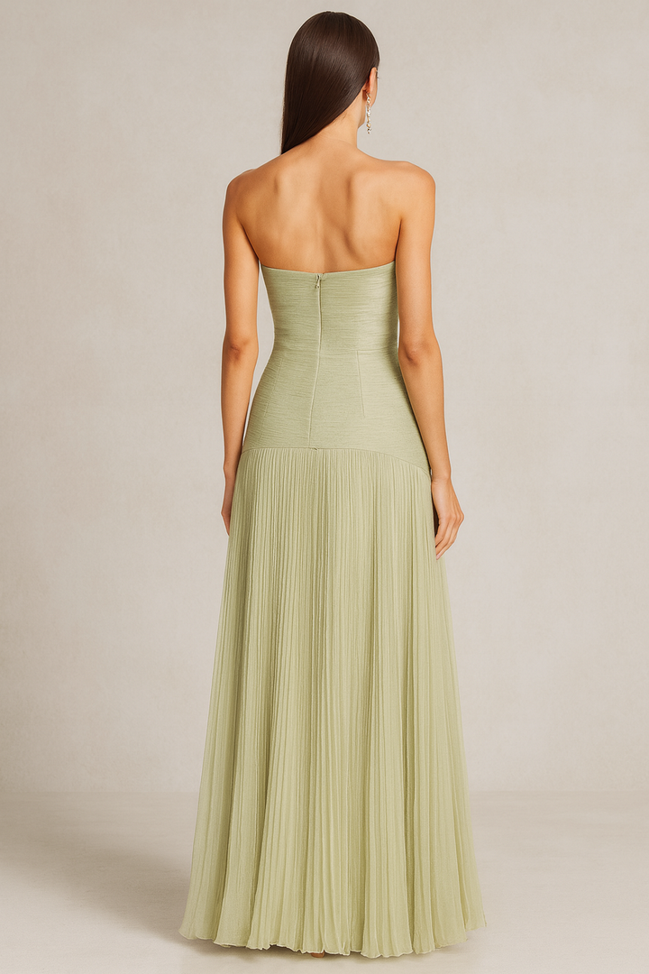 Robe Maxi Plissée sans Manches pour Invité de Mariage