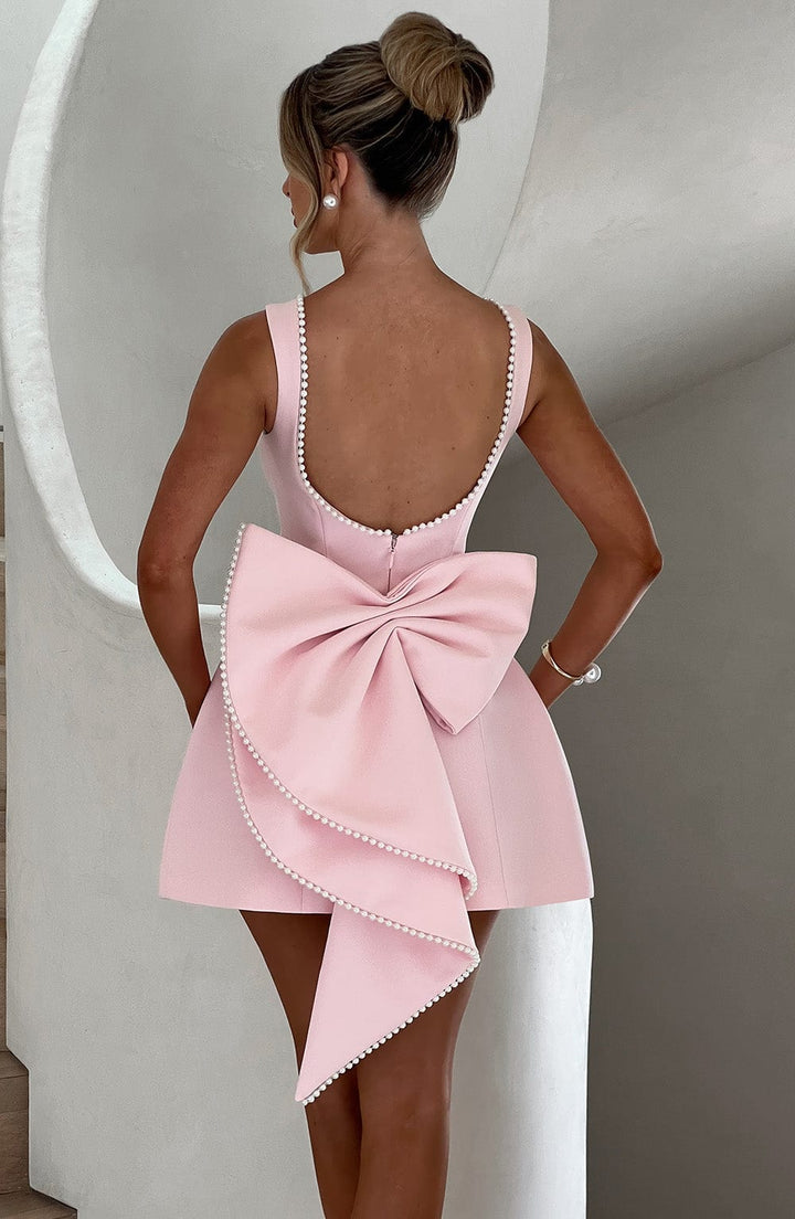 Robe Mini de Fête avec Nœud Arrière Mignonne