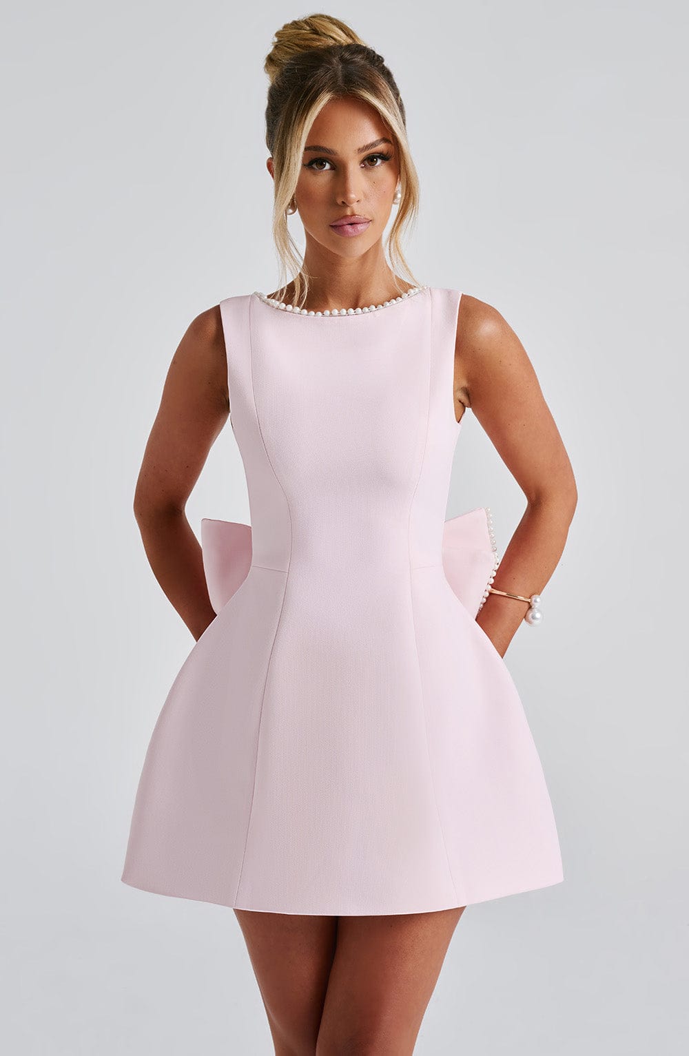 Robe Mini de Fête avec Nœud Arrière Mignonne