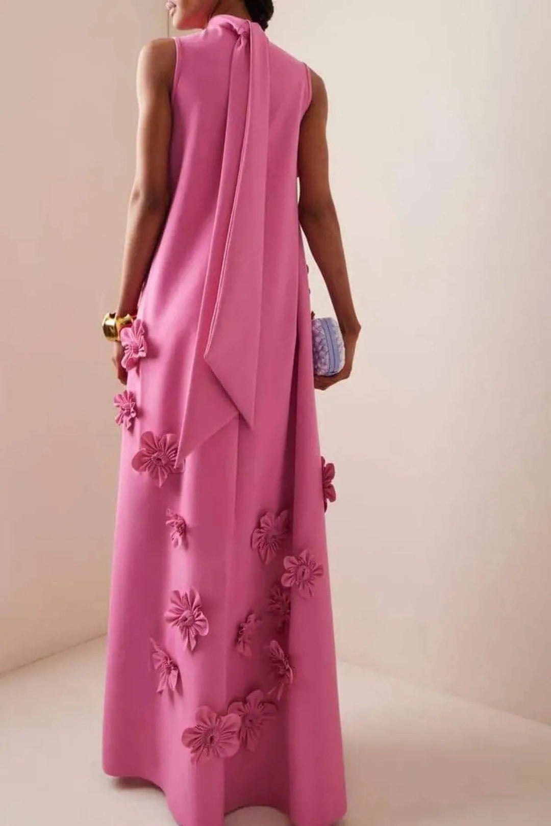 Robe Maxi d'Été Sans Manches Embellie de Fleurs