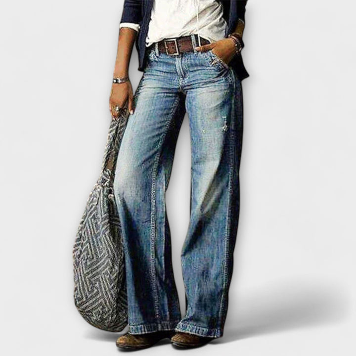 Cess – Pantalon en Denim à Jambes Larges