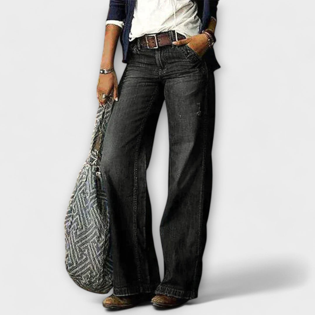 Cess – Pantalon en Denim à Jambes Larges