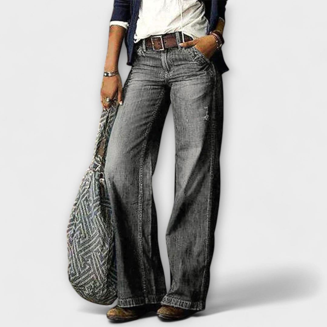 Cess – Pantalon en Denim à Jambes Larges