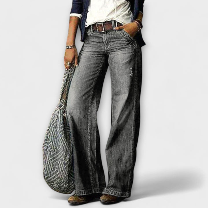 Cess – Pantalon en Denim à Jambes Larges