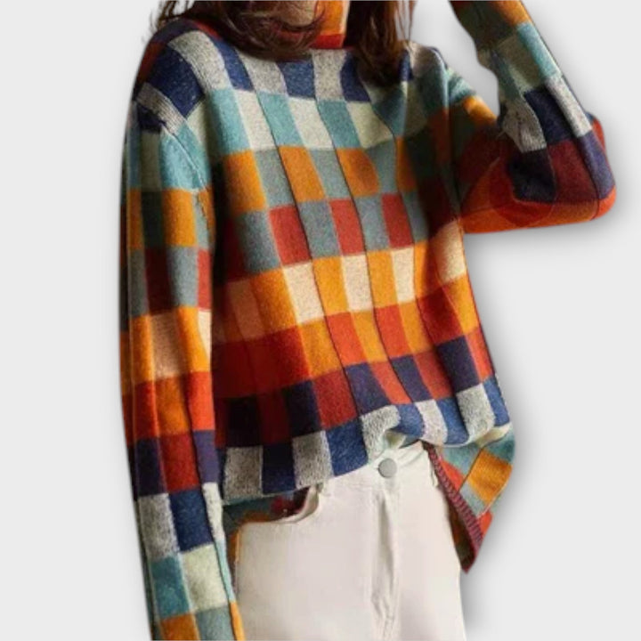 Jana | Pull à col roulé Patchwork