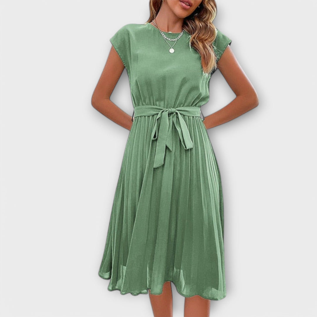 Claire - Robe Mini Décontractée à Manches Courtes Plissée