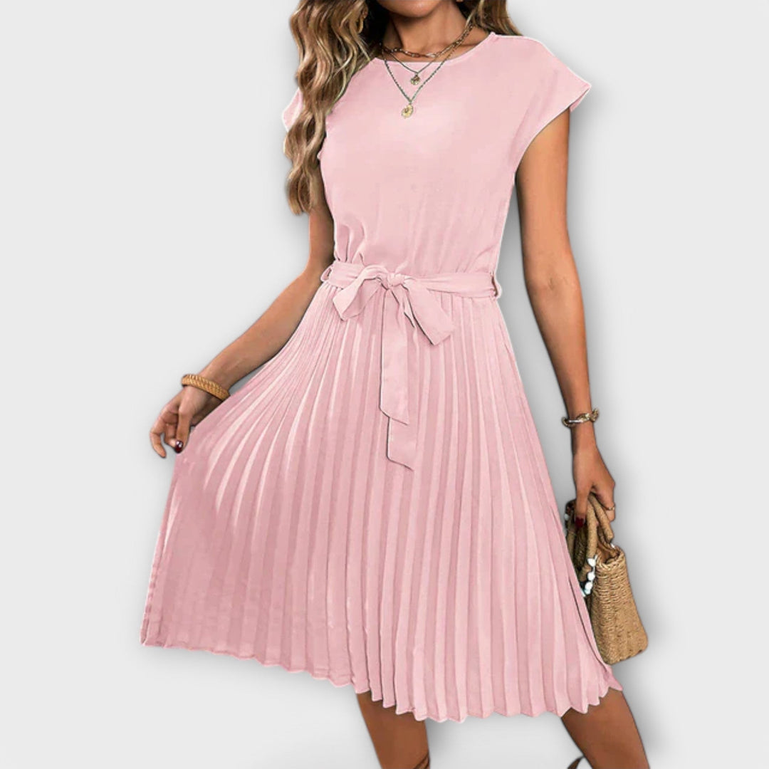 Claire - Robe Mini Décontractée à Manches Courtes Plissée