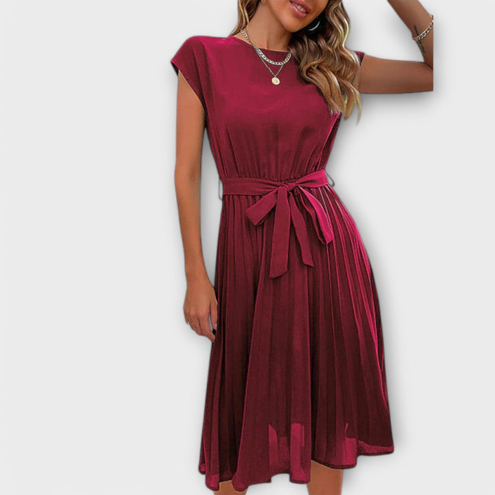 Claire - Robe Mini Décontractée à Manches Courtes Plissée