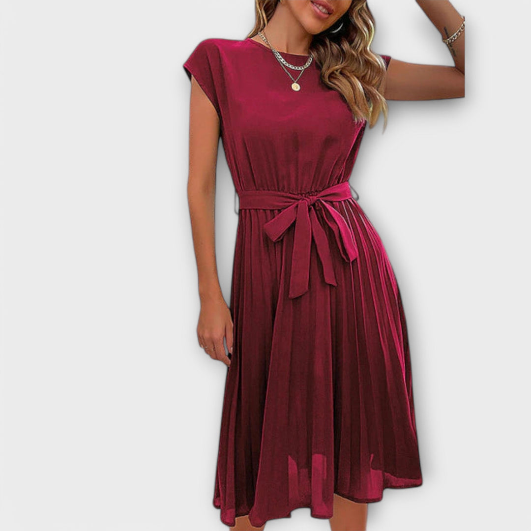 Claire - Robe Mini Décontractée à Manches Courtes Plissée