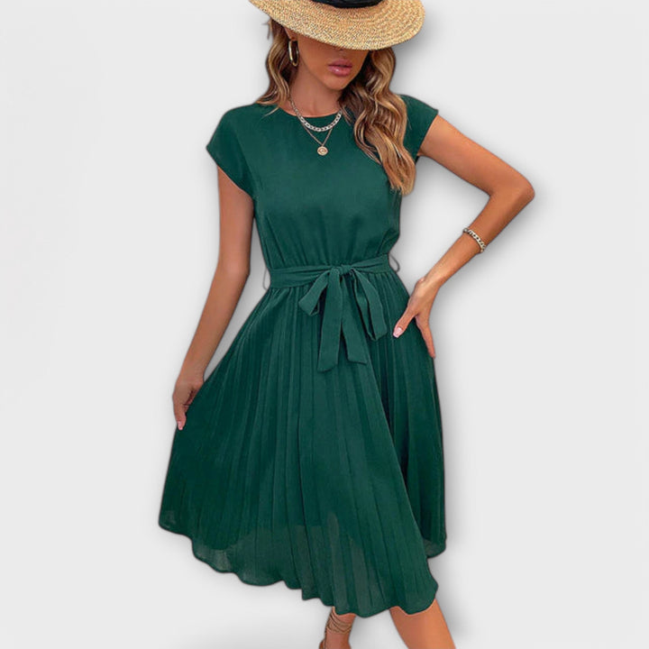 Claire - Robe Mini Décontractée à Manches Courtes Plissée