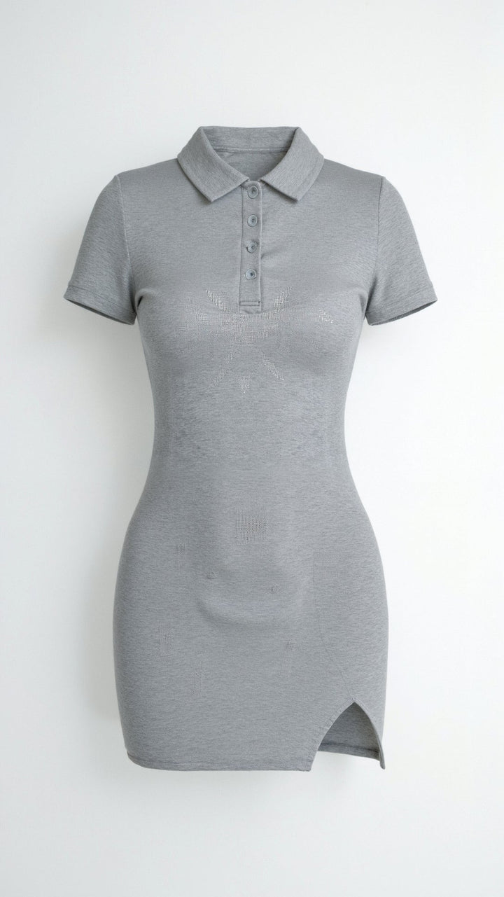 Robe Mini Bodycon à Col Classique Lila
