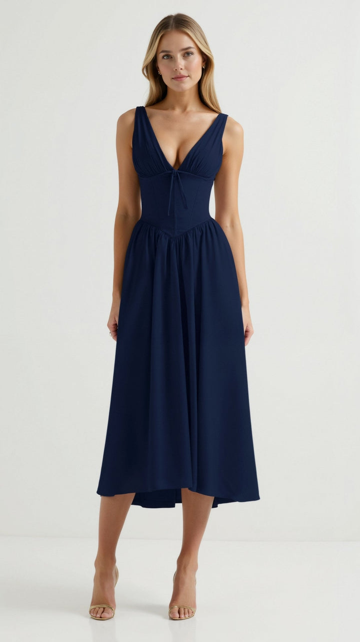 Robe Midi Plongeante Élégante Emma
