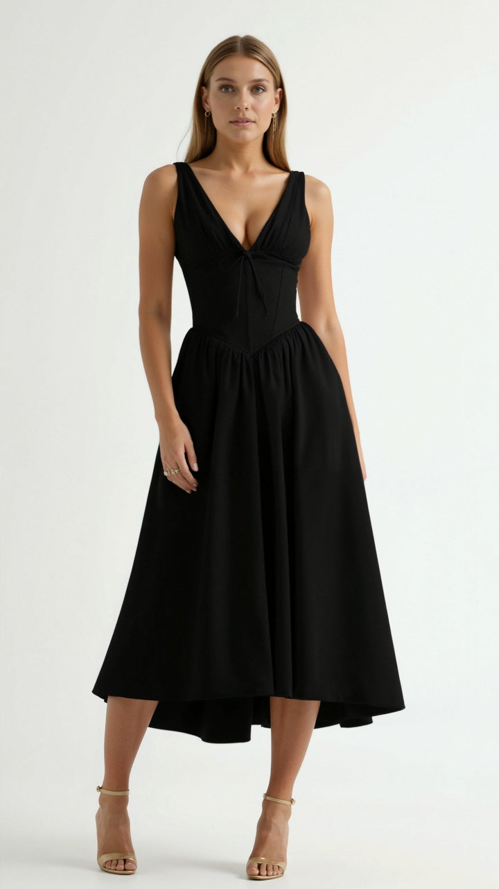 Robe Midi Plongeante Élégante Emma