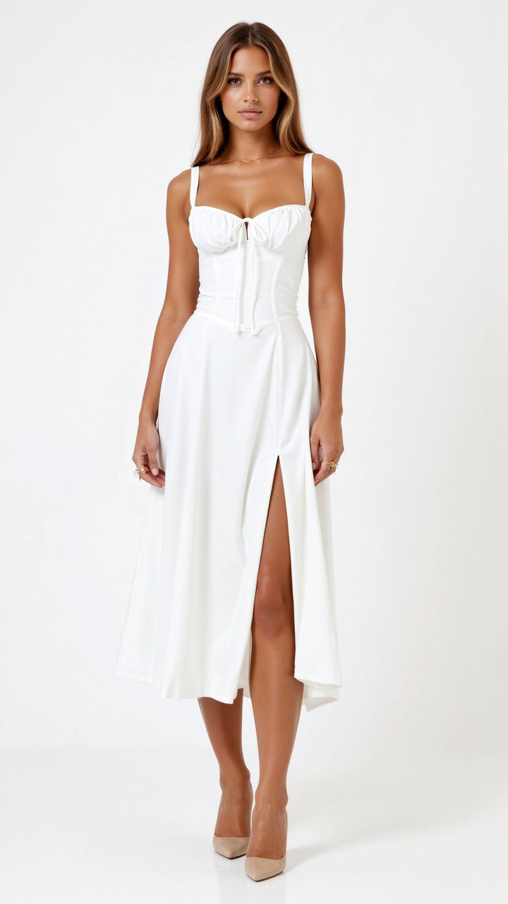 Robe Midi Lila Élégante à Décolleté Coeur