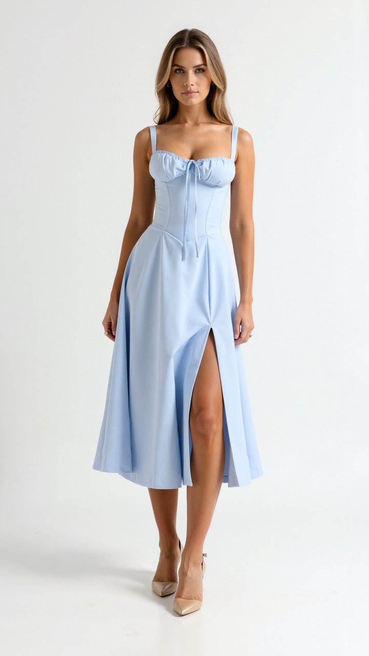 Robe Midi Lila Élégante à Décolleté Coeur