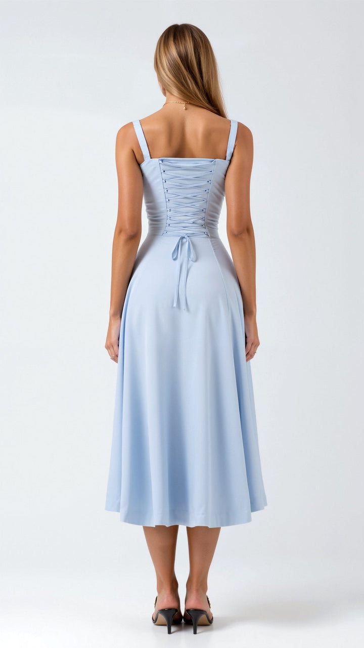 Robe Midi Lila Élégante à Décolleté Coeur