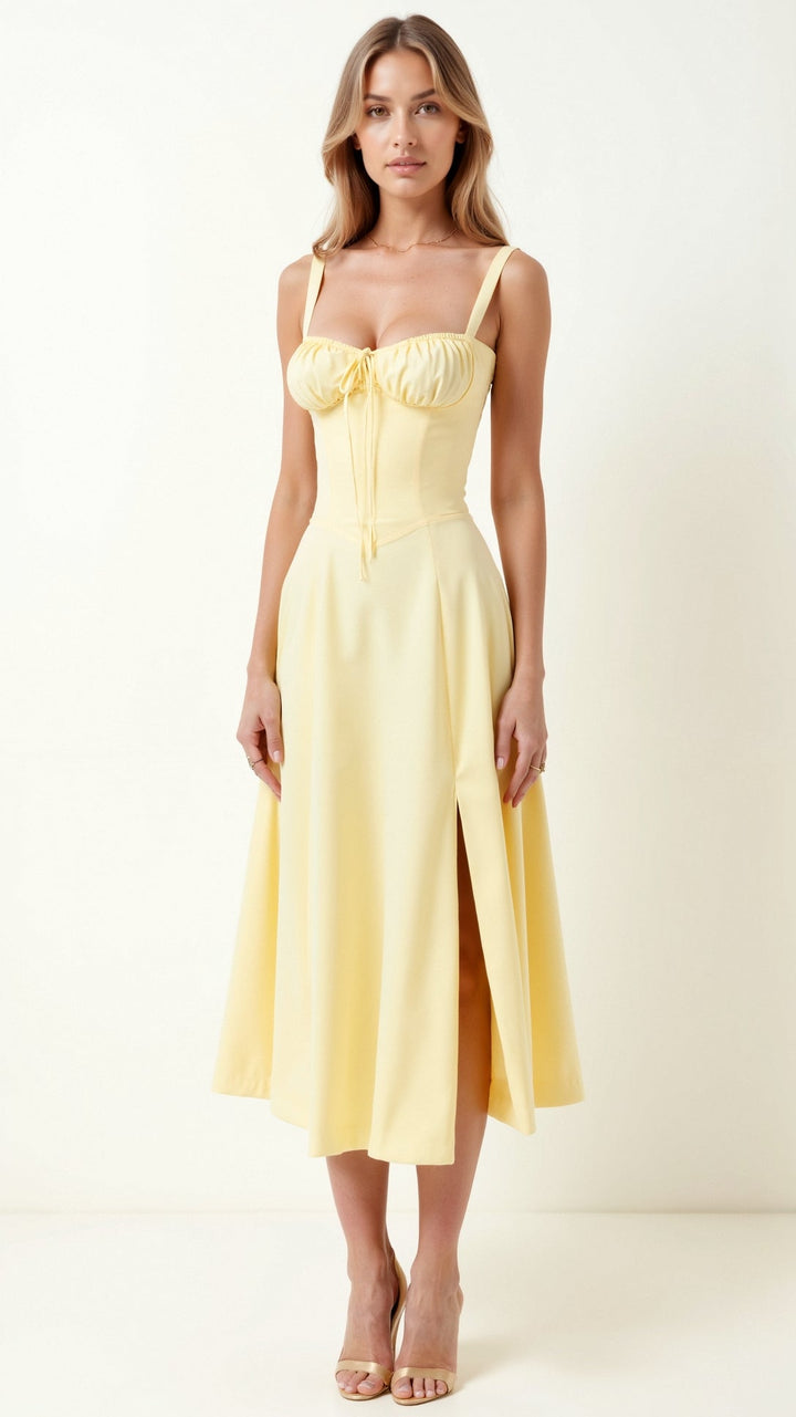 Robe Midi Lila Élégante à Décolleté Coeur