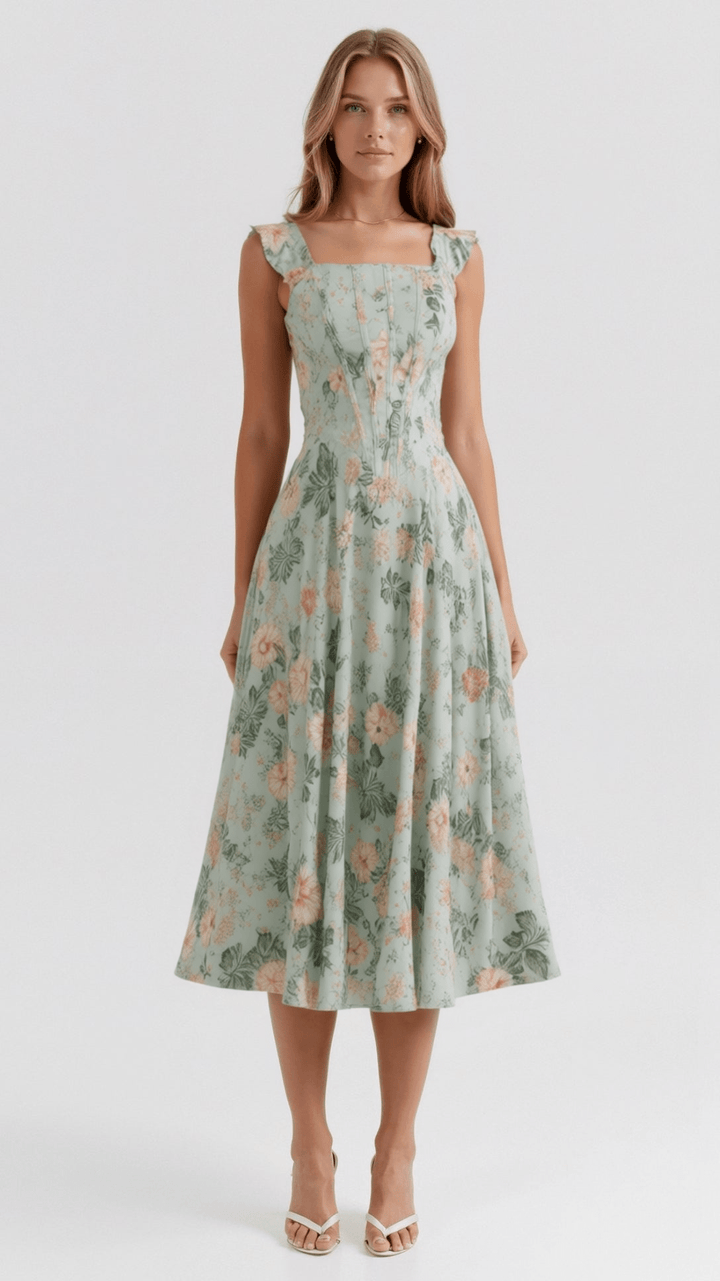 Robe Midi à Imprimé Floral Éléanor