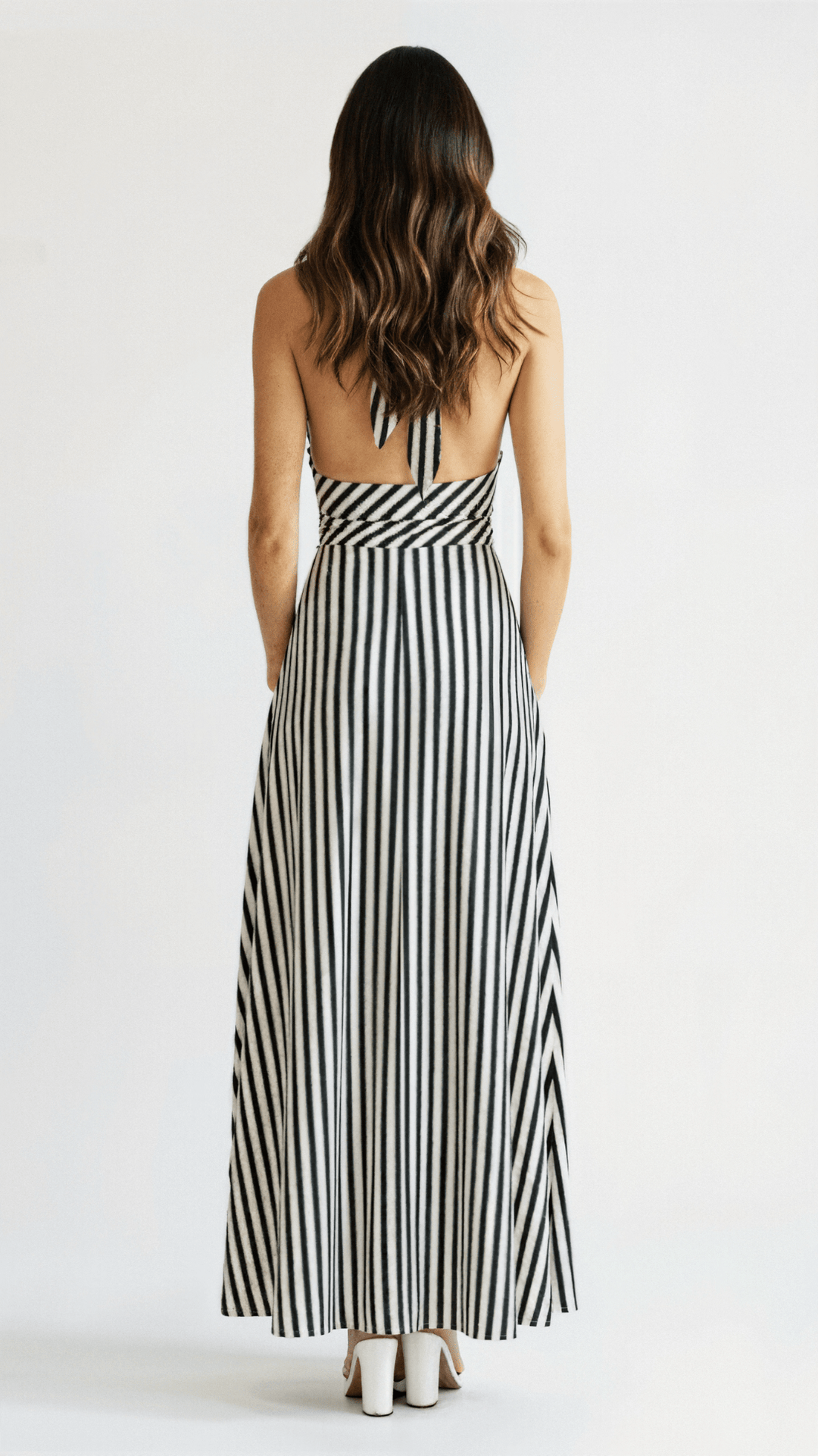 Robe Maxi Plongeante Rayée Lila