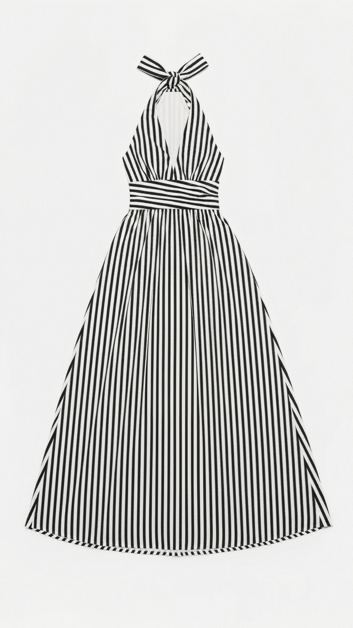 Robe Maxi Plongeante Rayée Lila