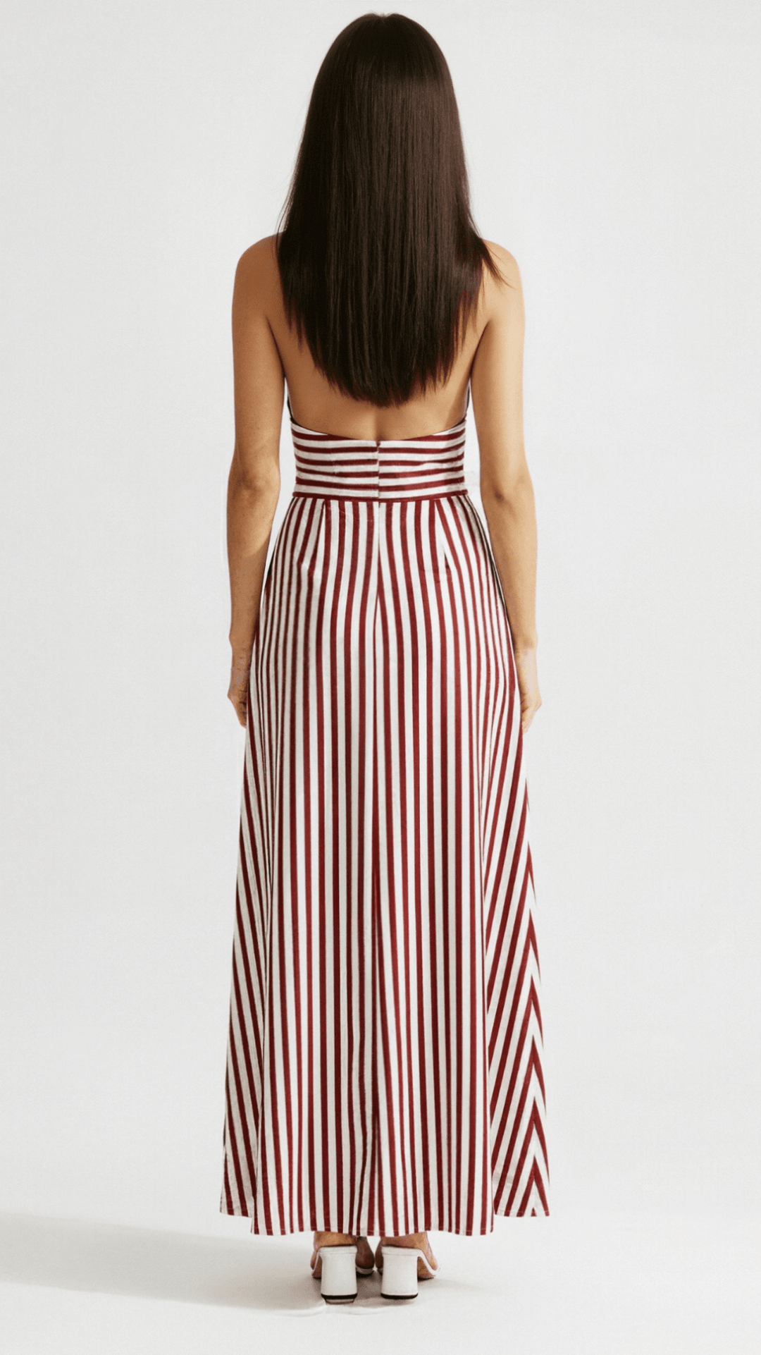 Robe Maxi Plongeante Rayée Lila