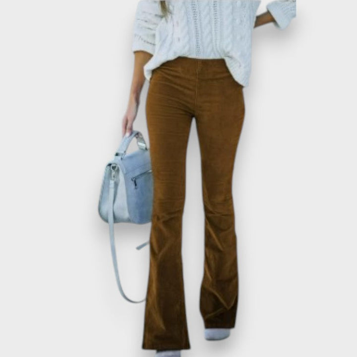 Chloé I Pantalons en Corde avec Jambes Évasées