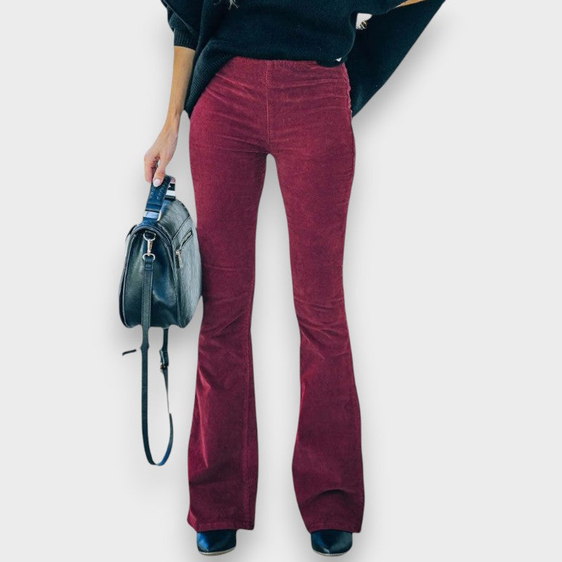 Chloé I Pantalons en Corde avec Jambes Évasées