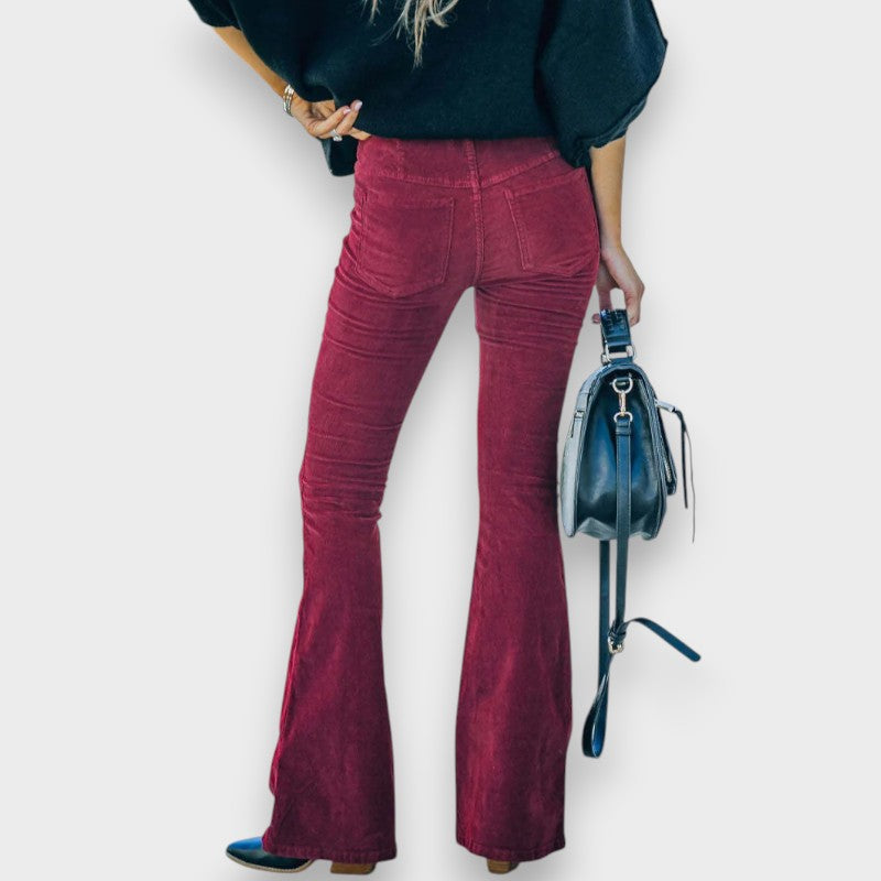 Chloé I Pantalons en Corde avec Jambes Évasées