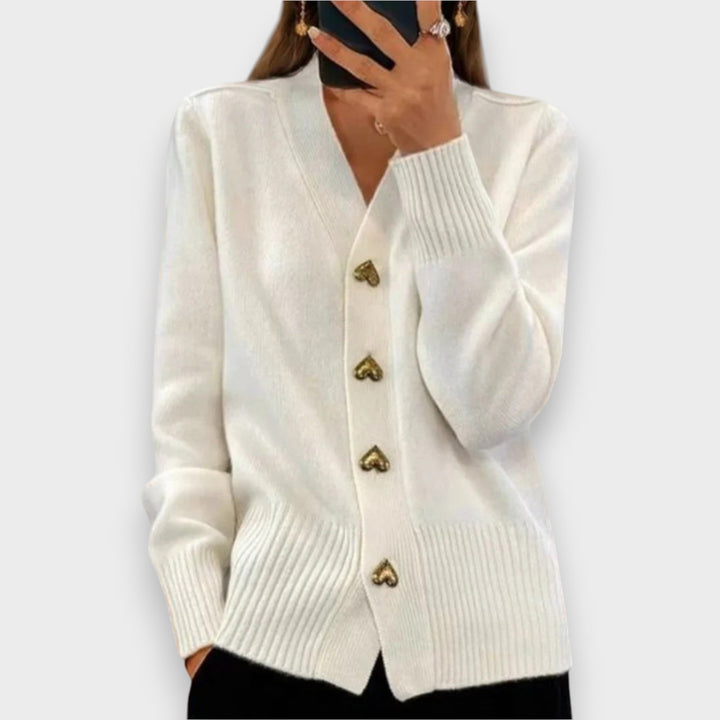 Armelle | Cardigan Élégant avec Boutons en Forme de Cœur