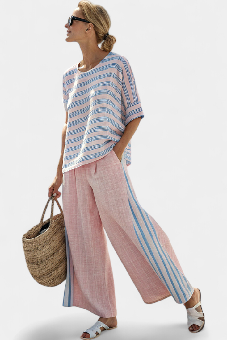 Cecília - Ensemble en Lin de Bambou Rose