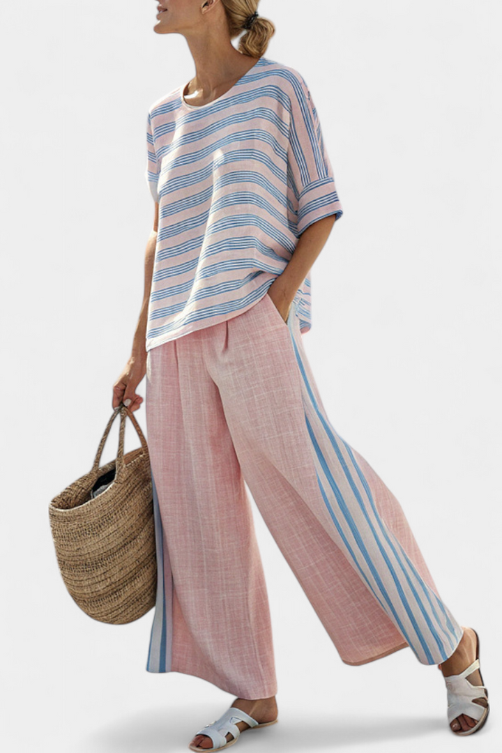 Cecília - Ensemble en Lin de Bambou Rose