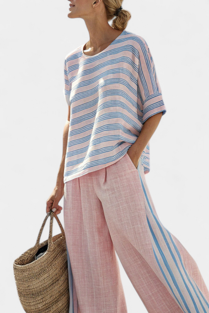 Cecília - Ensemble en Lin de Bambou Rose