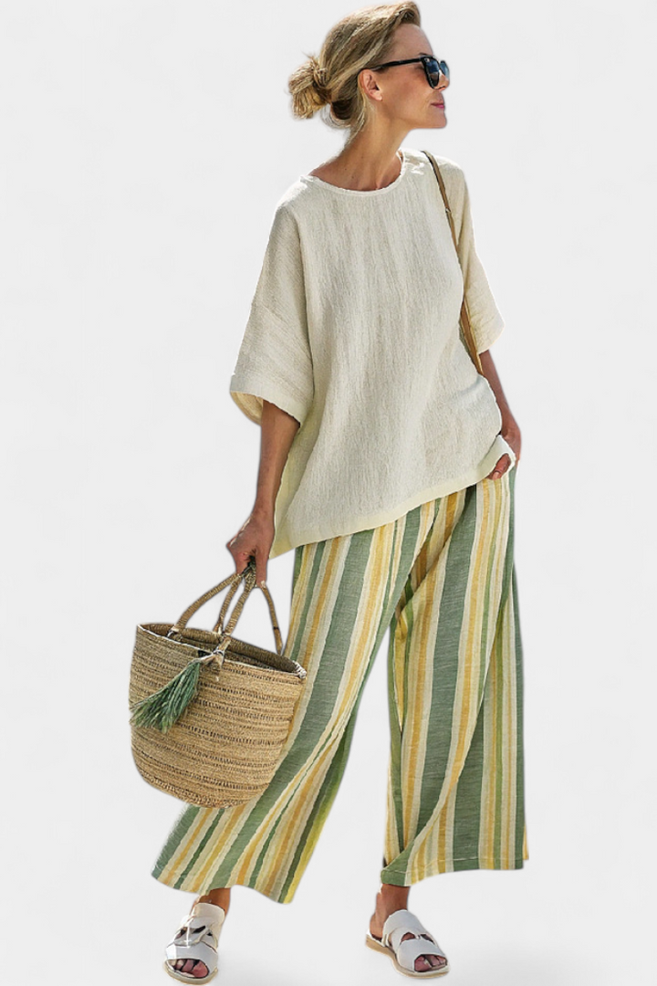 Olivia - Ensemble en Lin de Bambou Couleur Olive