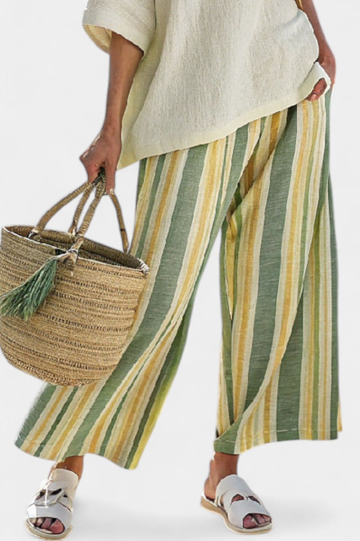 Olivia - Ensemble en Lin de Bambou Couleur Olive