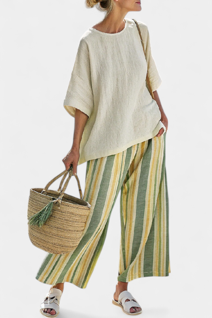 Olivia - Ensemble en Lin de Bambou Couleur Olive