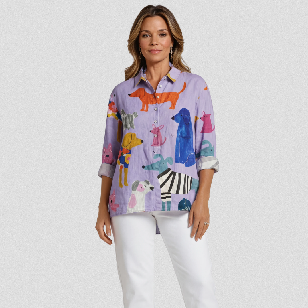 Paula | T-shirt Décontracté avec Imprimé de Chiens