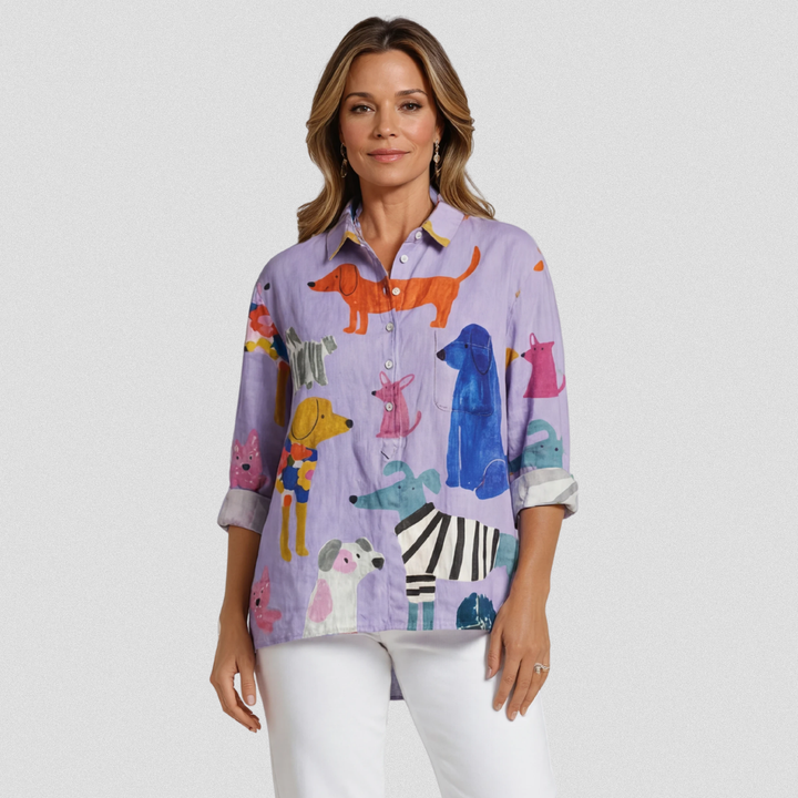 Paula | T-shirt Décontracté avec Imprimé de Chiens