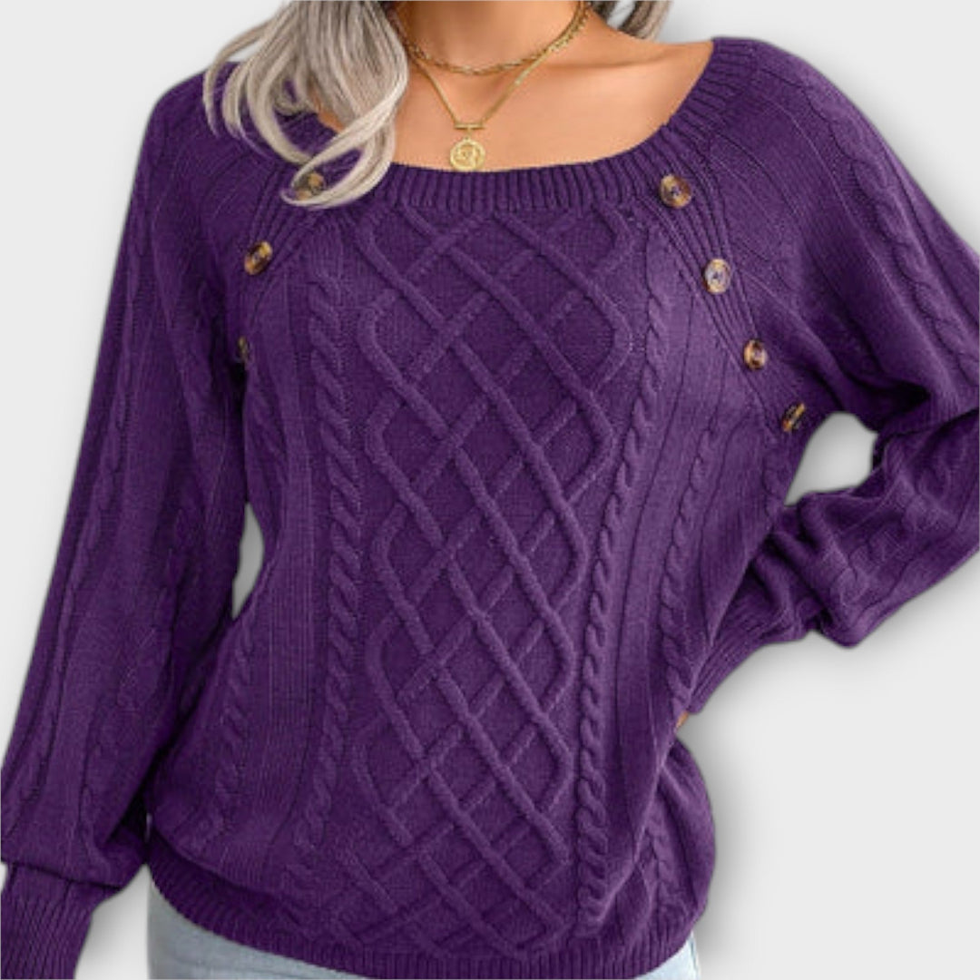 Malia - Pull Tricoté avec Boutons