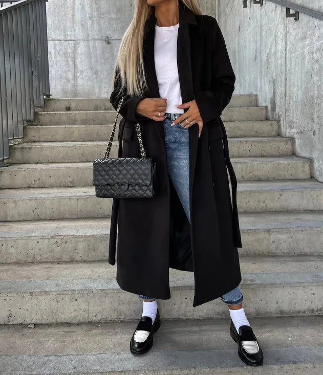 Manteau épais croisé pour femme
