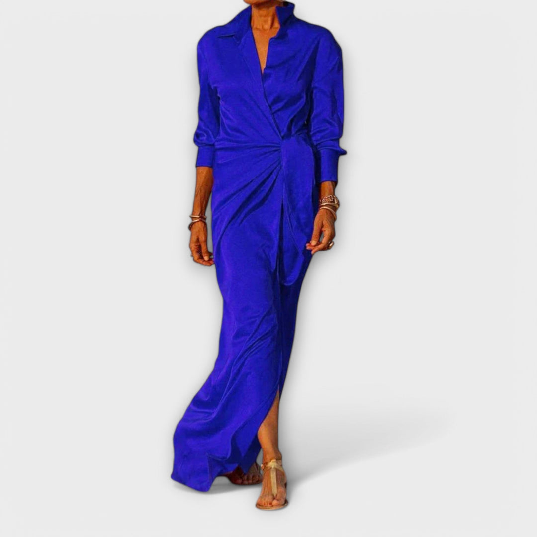 Robe Élégante avec Ceinture et Manches Longues