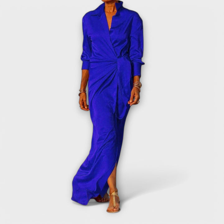 Robe Élégante avec Ceinture et Manches Longues