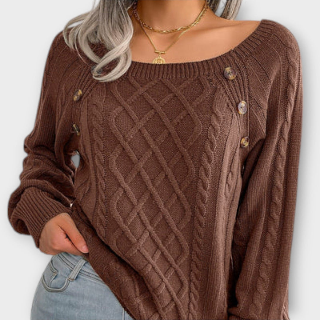 Malia - Pull Tricoté avec Boutons