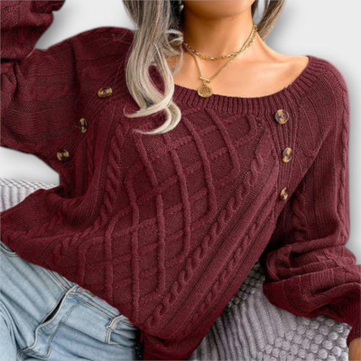Malia - Pull Tricoté avec Boutons