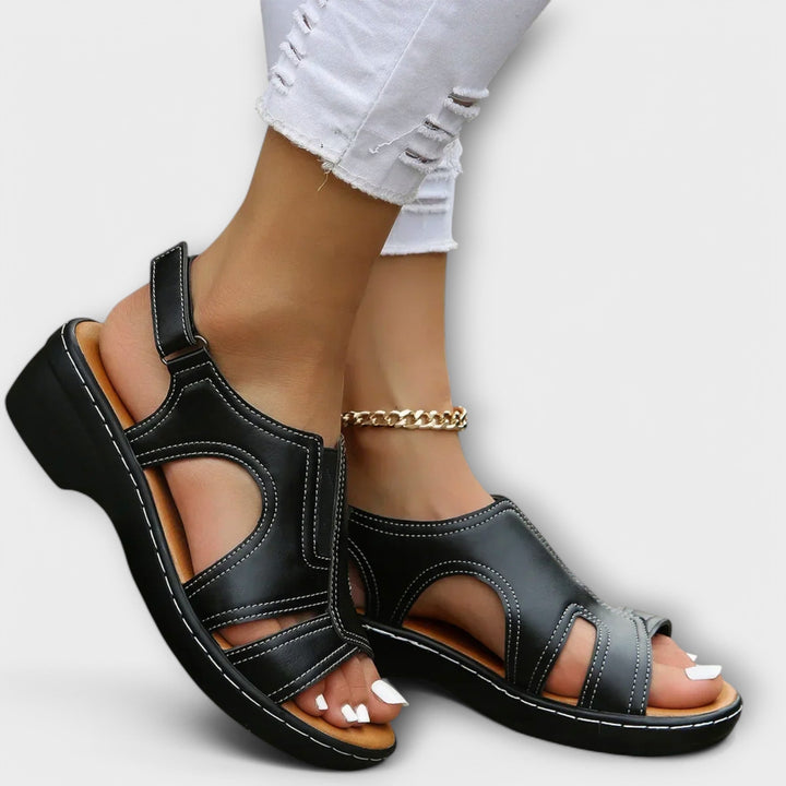 Christina – Sandales en cuir orthopédique avec talon confort