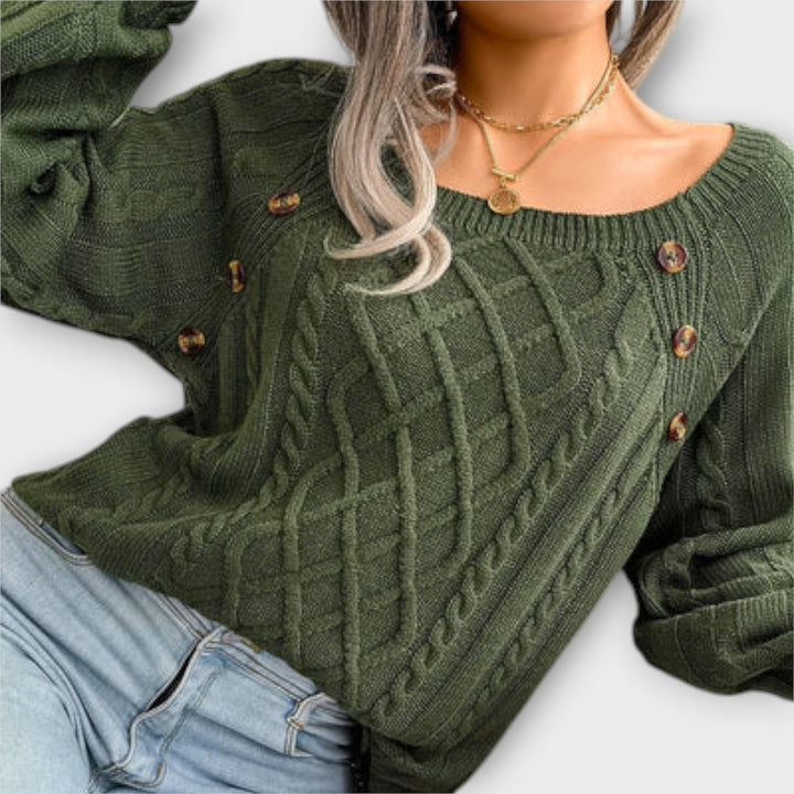 Malia - Pull Tricoté avec Boutons