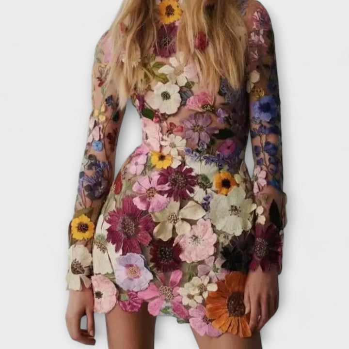 Dolores - Robe avec Motif Floral 3D
