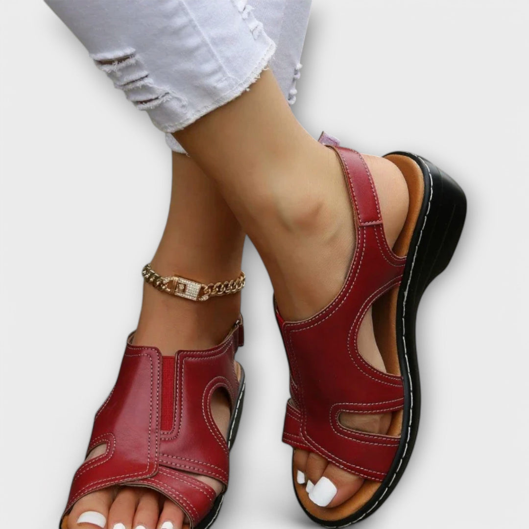 Christina – Sandales en cuir orthopédique avec talon confort