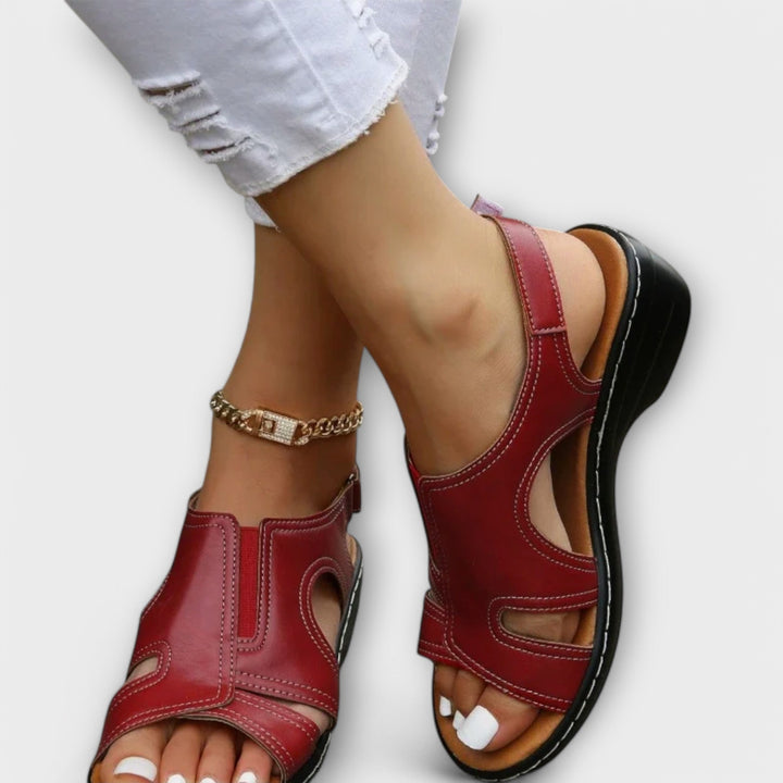 Christina – Sandales en cuir orthopédique avec talon confort